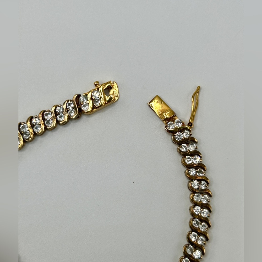 Vintage Designer Gold Vermeil Sterling Tennis Bracelet​ - Picture 8 of 11